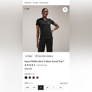 FORMx Slim V-Neck Scrub Top - Black